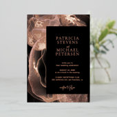 Invitation En Aluminium Mariage noir rose élégant moderne (Debout devant)