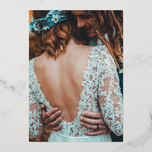 Invitation En Aluminium Mariage noir vert émeraude moderne Enregistrer la  (Verso)