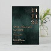 Invitation En Aluminium Mariage noir vert émeraude moderne Enregistrer la  (Debout devant)