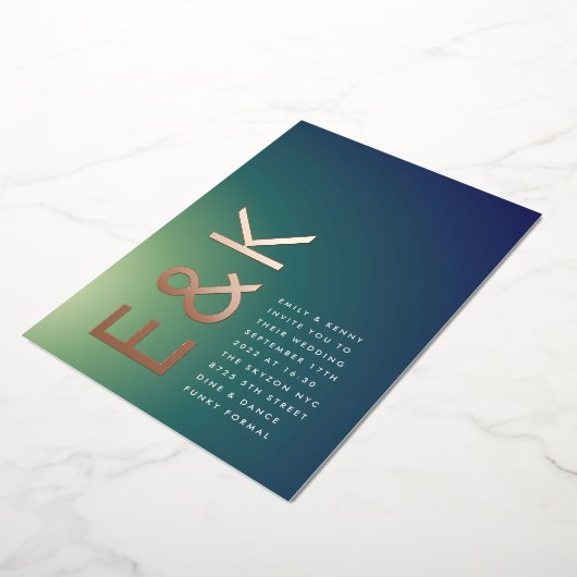 Invitation En Aluminium Mariage Ombre Vert Vert Ultra Moderne (Rotation)
