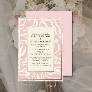 Invitation En Aluminium Mariage ondulé rose pâle doré Matisse