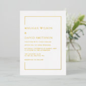 Invitation En Aluminium Mariage or blanc simple et élégant (Debout devant)