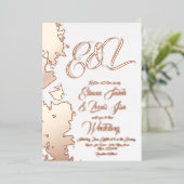 Invitation En Aluminium Mariage or broché fractal (Debout devant)