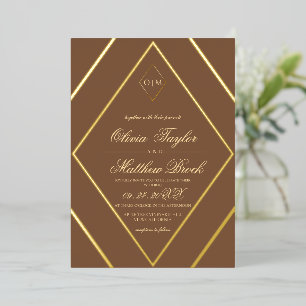 Invitation En Aluminium Mariage Or Brown Diamond moderne