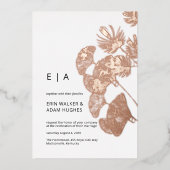 Invitation En Aluminium Mariage or Gingko Leaf Real Rose (Recto)