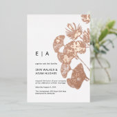 Invitation En Aluminium Mariage or Gingko Leaf Real Rose (Debout devant)