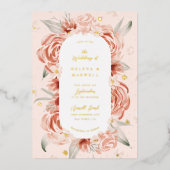 Invitation En Aluminium Mariage or Peach Rose Blush (Recto)
