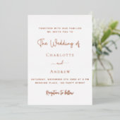 Invitation En Aluminium Mariage or rose blanc (Debout devant)