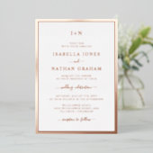 Invitation En Aluminium Mariage or Rose monogramme (Debout devant)