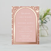 Invitation En Aluminium Mariage or Rose prestigieux (Solid) (Debout devant)