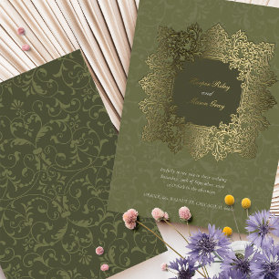 Invitation En Aluminium Mariage Ornement Baroque Or