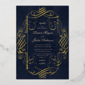 Invitation En Aluminium Mariage ornemental Gold Deco (Recto)