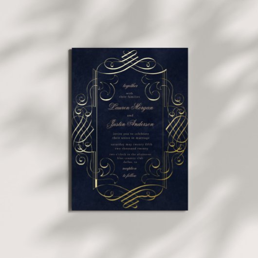 Invitation En Aluminium Mariage ornemental Gold Deco