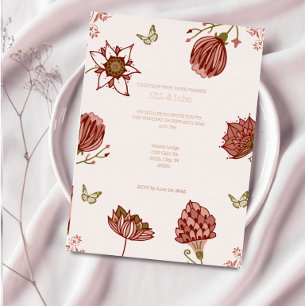 Invitation En Aluminium Mariage papillon botanique floral rustique 