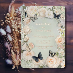 Invitation En Aluminium Mariage Papillon Botanique Vintage Sauge