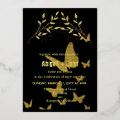 Invitation En Aluminium Mariage papillon Gold Branch (Recto)