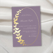Invitation En Aluminium Mariage papillon Lavande Élégant Bohème Or