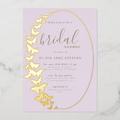 Invitation En Aluminium Mariage papillon Lilac Elégant Or Bohème (Recto)