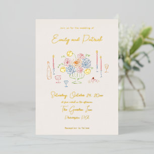Invitation En Aluminium Mariage pastel funky et fantaisiste dessiné à la m