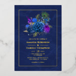 Invitation En Aluminium Mariage Peacock Vintage bleu marine et or<br><div class="desc">Elégante marine vintage et faire-part de mariage royale bleue rose aux accents de violet dans un thème baroque paon personnalisable à vos spécificités d'événement.</div>