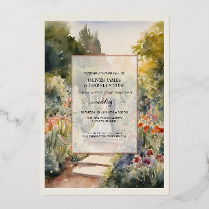 Invitation En Aluminium Mariage personnalisé à l'aquarelle au Jardin botan