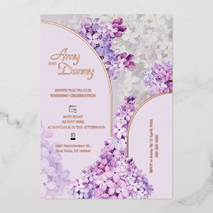 Invitation En Aluminium Mariage personnalisé aquarelle florale lilas feuil