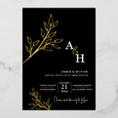 Invitation En Aluminium Mariage photo Black Real Foil (Devant)