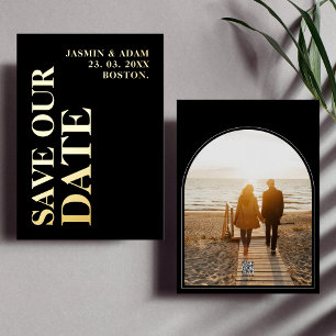 Invitation En Aluminium Mariage photo blanc or moderne