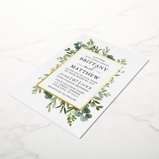 Invitation En Aluminium Mariage photo botanique de verdure à l'aquarelle e (Rotation)