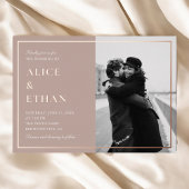 Invitation En Aluminium Mariage photo Brown Elegant Calligraphy