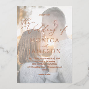 Invitation En Aluminium Mariage photo calligraphie moderne V2