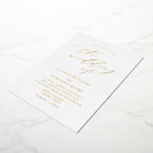 Invitation En Aluminium Mariage photo de script blanc et or (Rotation)