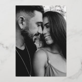 Invitation En Aluminium Mariage photo de script blanc et or (Verso)