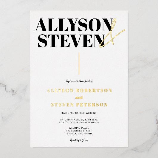 Invitation En Aluminium Mariage photo de script de caractères gras moderne (Recto)