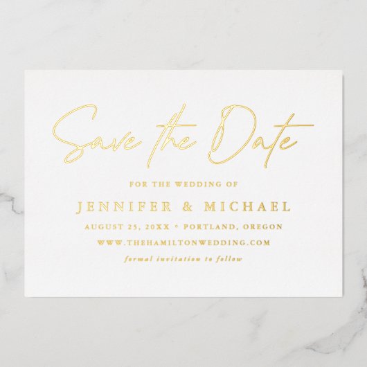 Invitation En Aluminium Mariage photo de script décontracté Enregistrer la (Recto)