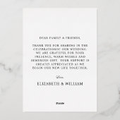 Invitation En Aluminium Mariage photo de script moderne et élégant (Verso)