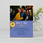 Invitation En Aluminium Mariage photo de tournesol moderne Retro (Debout devant)