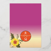 Invitation En Aluminium Mariage photo de tournesol moderne Retro (Verso)