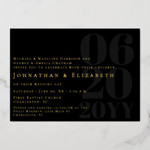Invitation En Aluminium Mariage photo de type Gras minimaliste noir