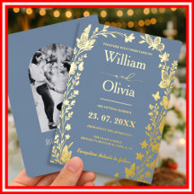 Mariage photo Dusty Blue Gold Fleur sauvage