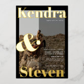 Invitation En Aluminium Mariage photo en noir blanc moderne (Recto)