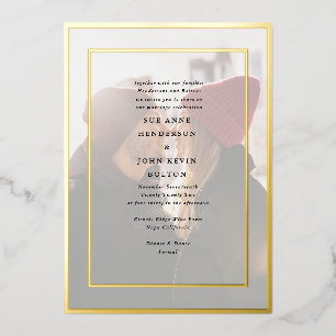 Invitation En Aluminium Mariage photo encadré or élégant formel pressé