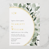 Invitation En Aluminium Mariage photo FOIL Eucalyptus Gold Monogram (Recto)