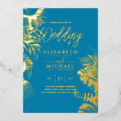 Invitation En Aluminium Mariage PHOTO Gold Disco Tropical Moderne (Recto)