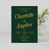 Invitation En Aluminium Mariage photo Green Elegant Foil (Debout devant)