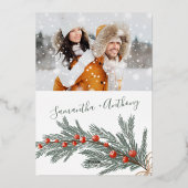 Invitation En Aluminium Mariage photo hiver de Noël de pin vert (Verso)