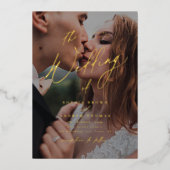 Invitation En Aluminium Mariage photo miniature Gold élégant et moderne (Recto)