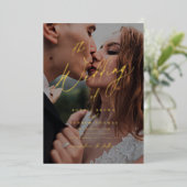 Invitation En Aluminium Mariage photo miniature Gold élégant et moderne (Debout devant)