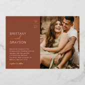 Invitation En Aluminium Mariage photo moderne Burnt Orange 2 (Recto)