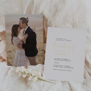 Invitation En Aluminium Mariage photo moderne Chic Gold Foil noir blanc